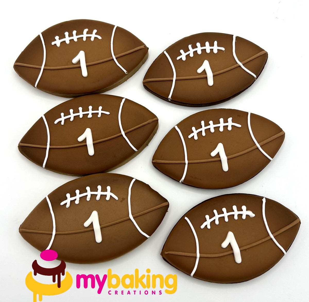 Custom hand-piped football cookies San Francisco